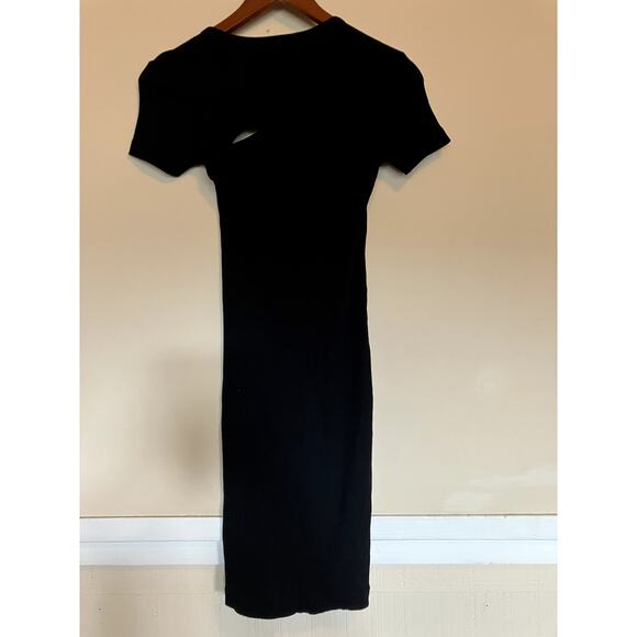JOHN ELLIOTT Asymmetric Rib Knit Dress Size 0 XS Black MINIMALIST SEXY CASUAL - Picture 7 of 9